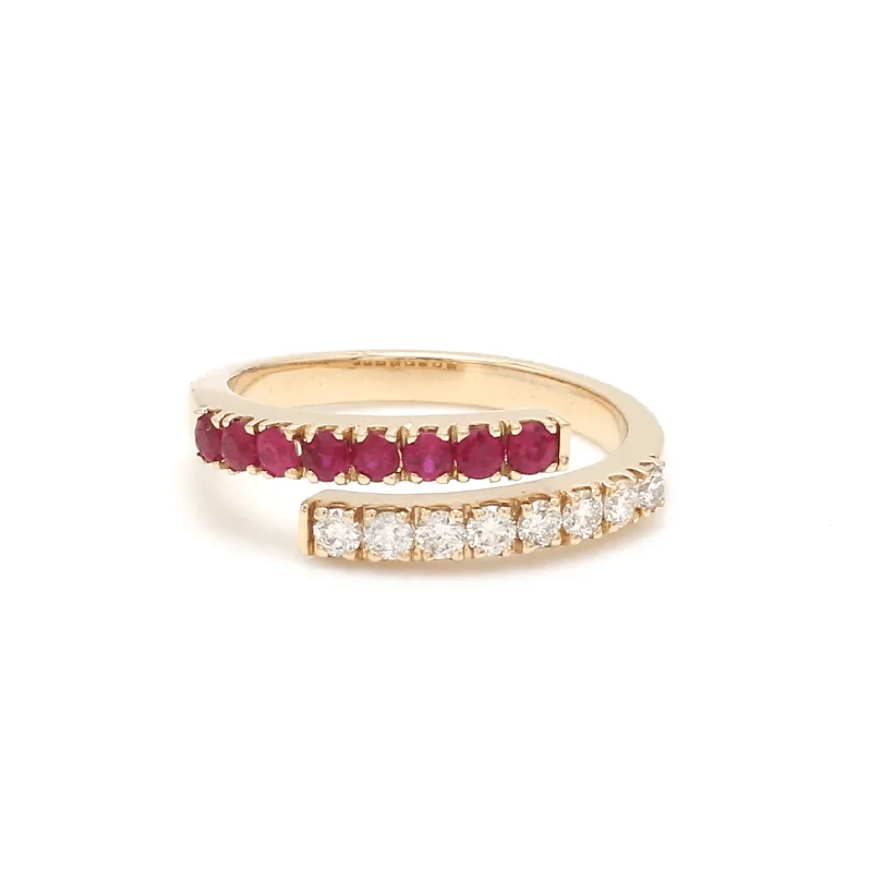 Women’s ring with diamond accents-14K & 18K Ruby & Diamond Wrap Ring