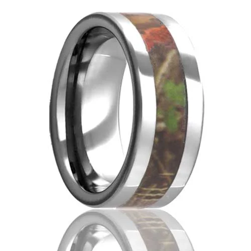 Women’s birthstone rings-Tree Camo Inlay Tungsten Men's Wedding Band