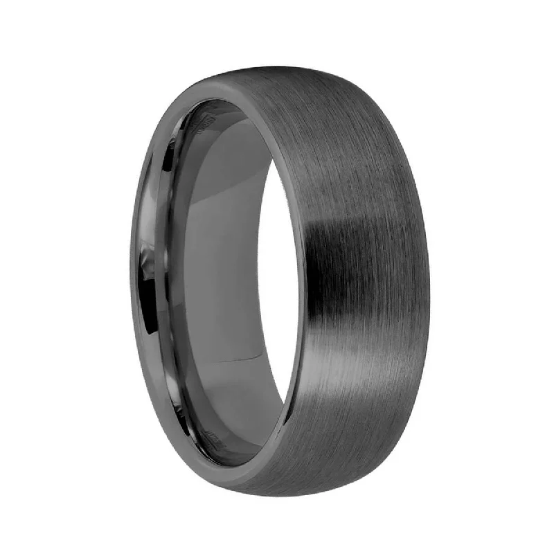 Women’s casual rings-Gunmetal Gray Tungsten Men's Wedding Band