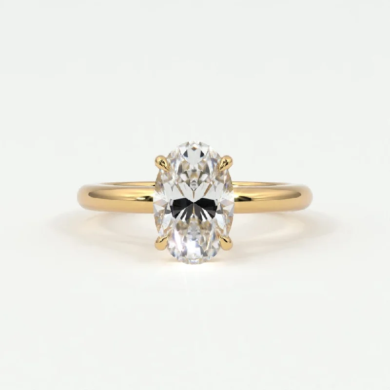 Women’s minimalistic diamond engagement rings-Oval Cut Diamond Solitaire Band