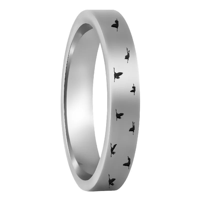 Women’s large diamond rings-Bird Flock Tungsten Women's Wedding Band