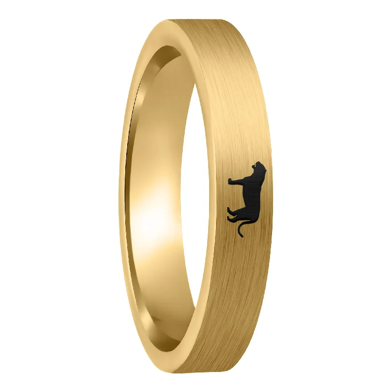 Women’s oversized rings-Tiger Brushed Gold Tungsten Women's Wedding Band