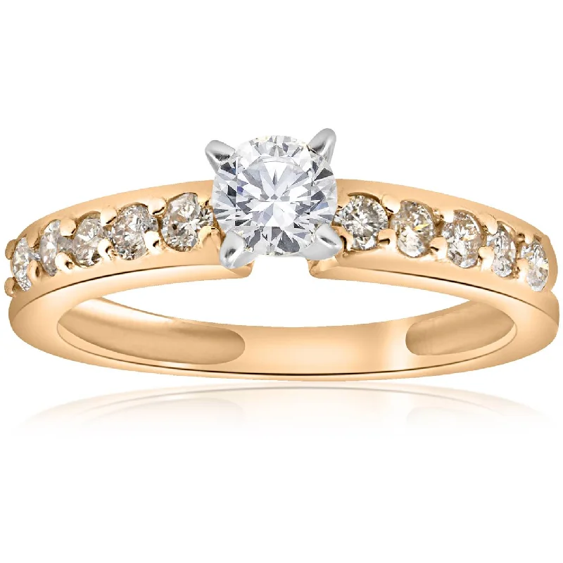 Women’s halo diamond engagement rings-5/8ct Diamond Engagement Ring 14K Yellow Gold