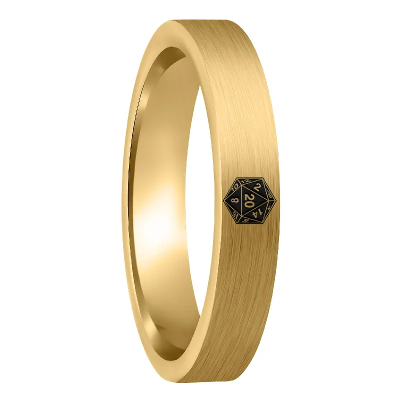 Women’s eternity rings-D20 Brushed Gold Tungsten Women's Wedding Band