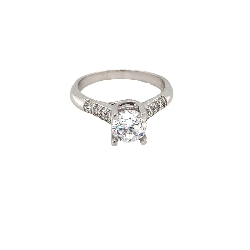 Women’s princess cut engagement rings-14k White Gold Semi-mount w/ 0.25cttw Accent Diamonds