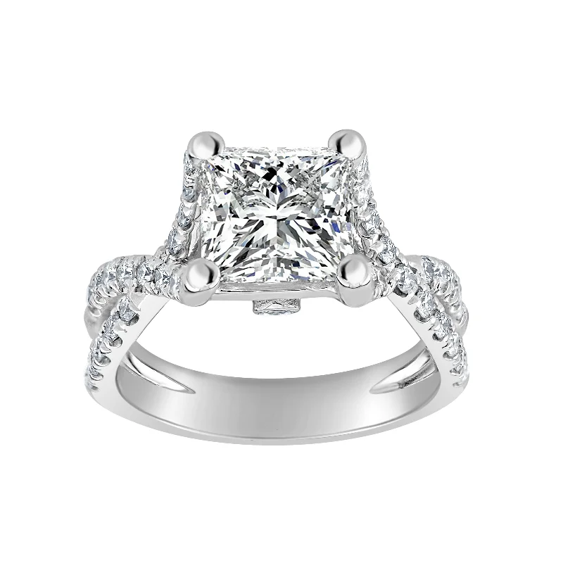 Women’s twisted band engagement rings-Auriya 14k-White Gold Lab Grown Princess Twisted-Shank Diamond Engagement Ring 2.50 ct. tw. (G-H VS)