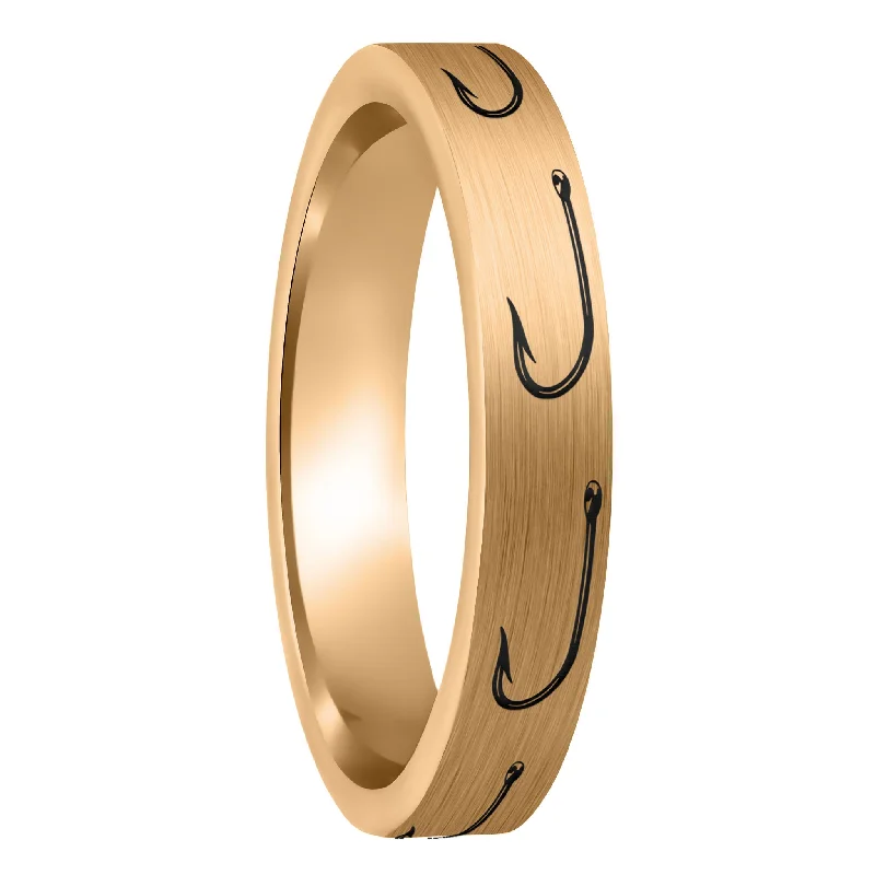 Women’s casual rings-Fishing Hook Brushed Rose Gold Tungsten Women's Wedding Band