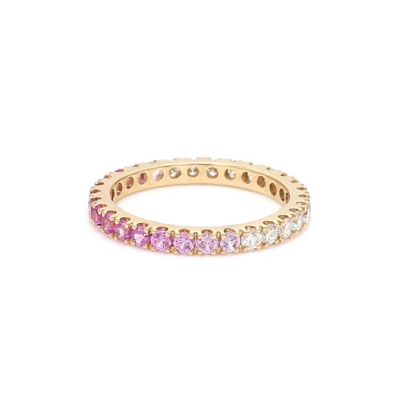 Women’s three-stone engagement rings-14K & 18K Ombre Pink Sapphire & Diamond Eternity Ring