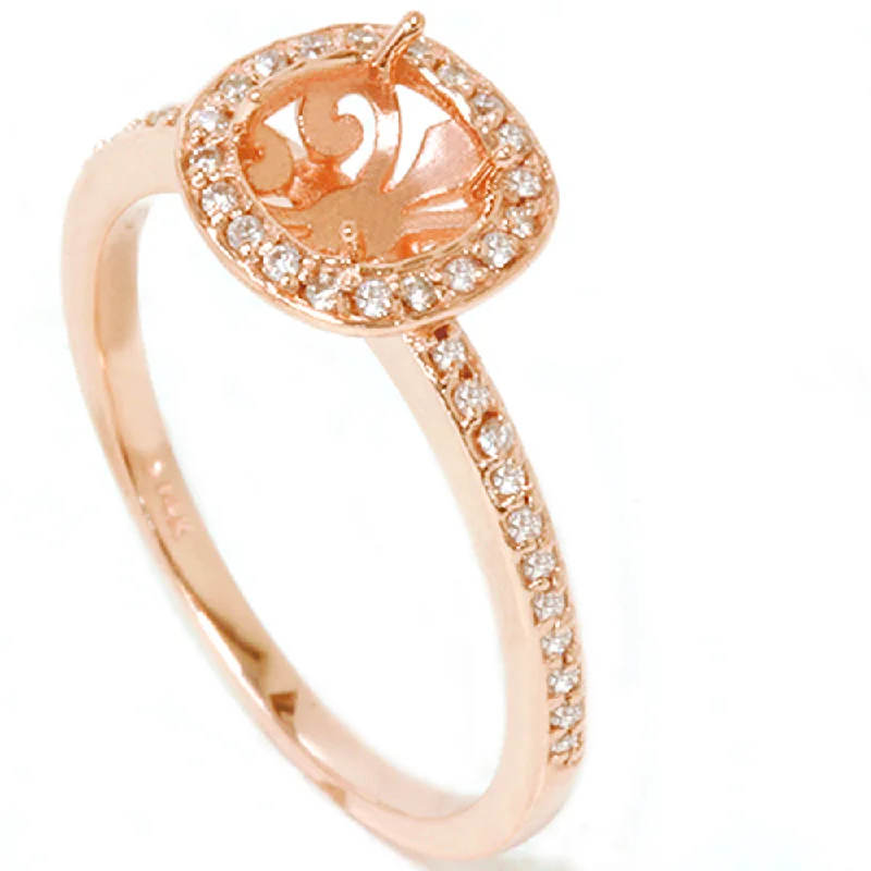 Women’s stunning diamond engagement rings-1/3ct Diamond Engagement Halo Ring 14K Rose Gold Setting