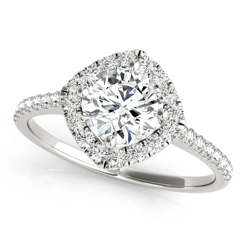 Women’s cushion and round-cut engagement rings-Auriya 14k White Gold Lab Grown Round Diamond Halo Engagement Ring 0.50 to 5.00 ct. tw. (F-G VS)