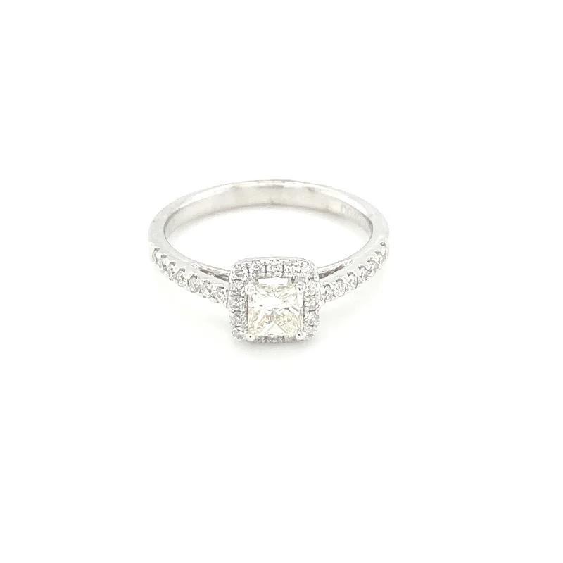 Women’s three-stone engagement rings-0.47ct Diamond Halo Style Ring