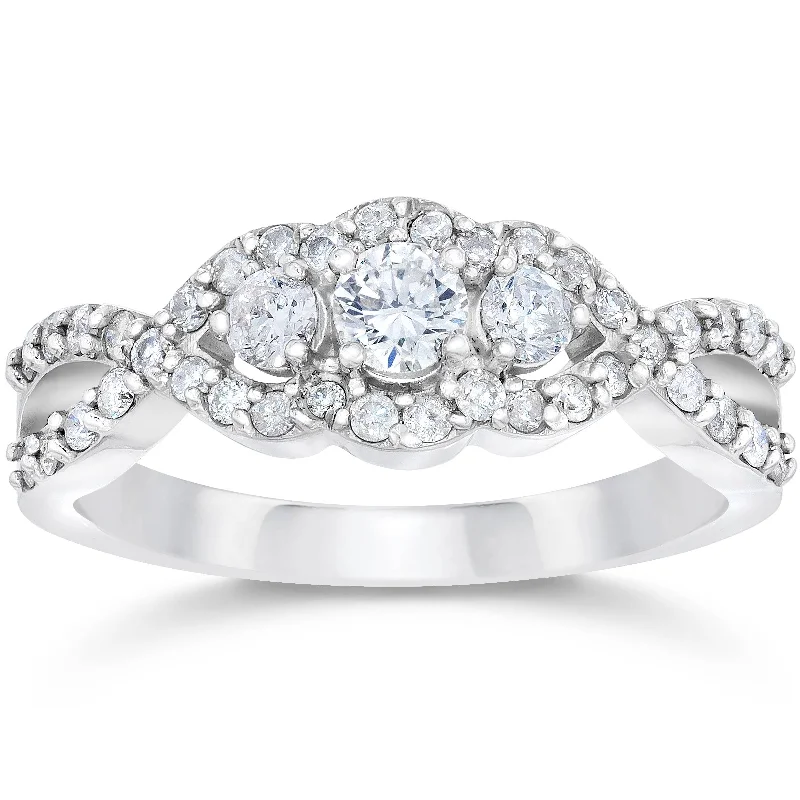 Women’s ethically sourced engagement rings-3/4ct 3-Stone Diamond Infinity Engagement Ring 10K White Gold