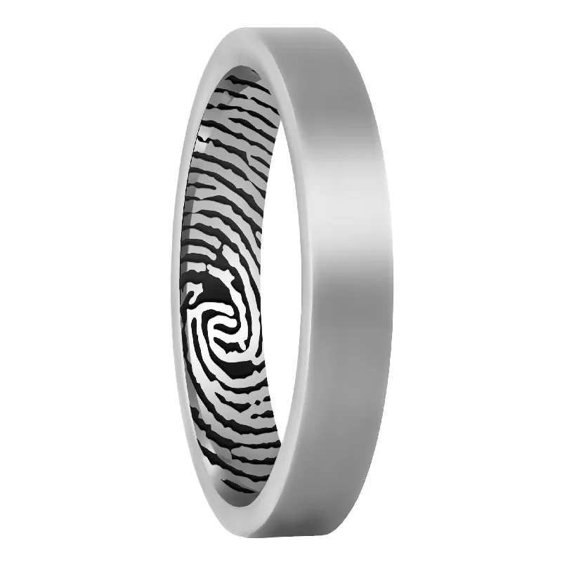 Women’s stylish rings-Custom Inside Fingerprint Tungsten Women's Ring