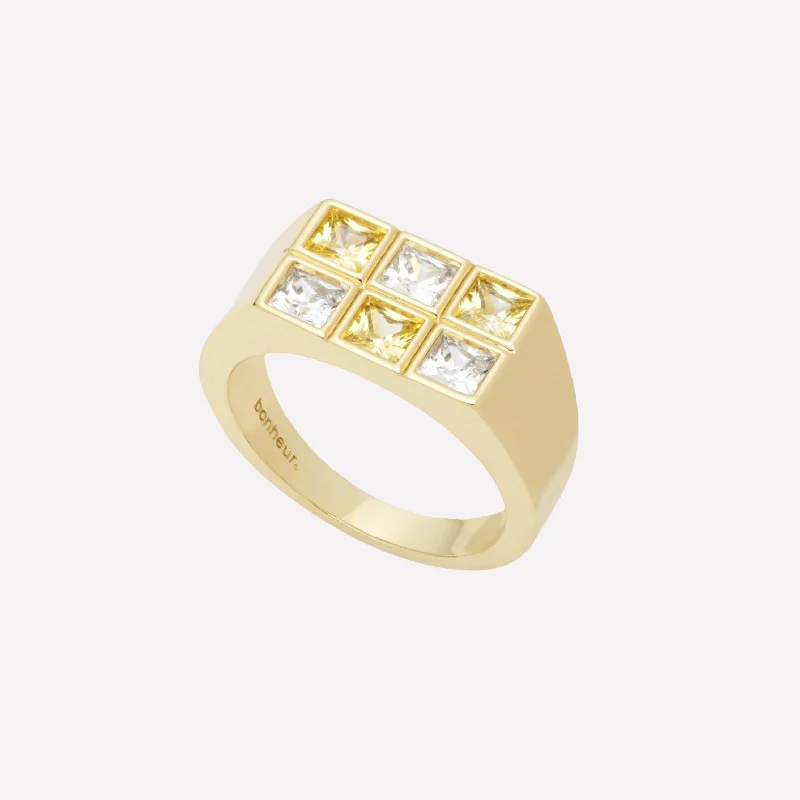 Women’s wedding rings with gemstones-Astor Rectangle Signet Ring