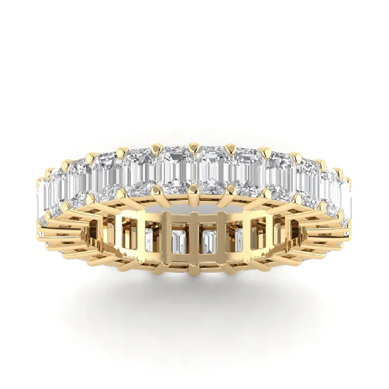 Women’s marquise engagement rings-18K Gold Emerald Cut Diamond Eternity Ring Lab Grown