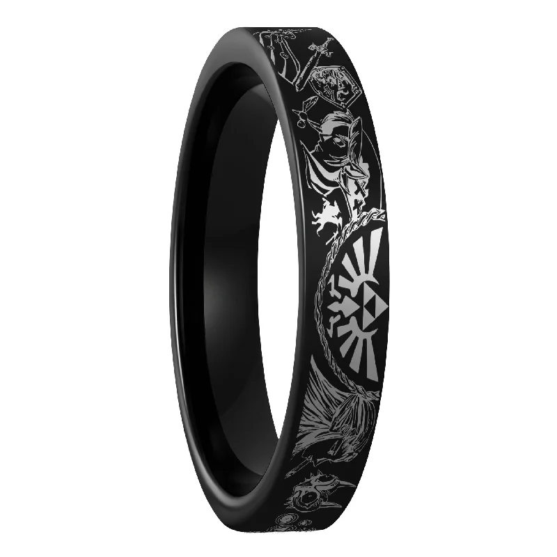 Women’s twisted rings-Legend of Zelda Black Tungsten Women's Wedding Band