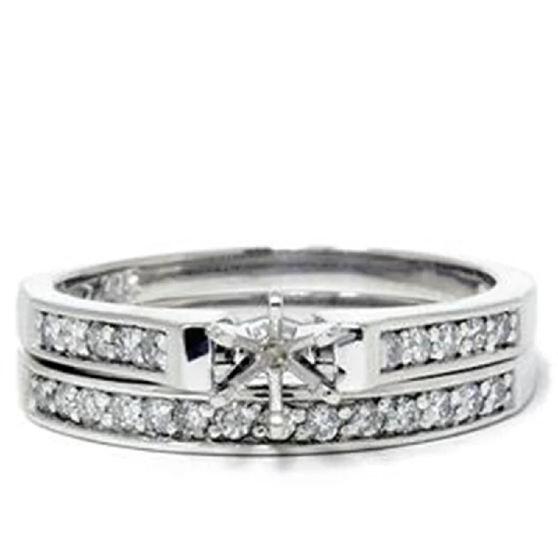 Women’s oval engagement rings-Platinum 1/3ct SI Diamond Engagement Ring Setting Set