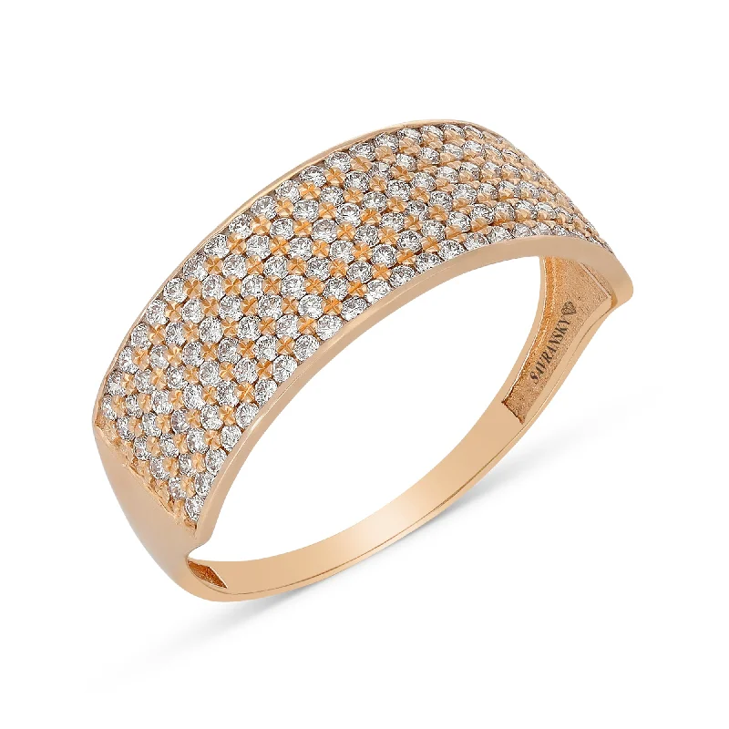 Women’s white gold engagement rings-Rose Gold Diamond Pave Ring Band