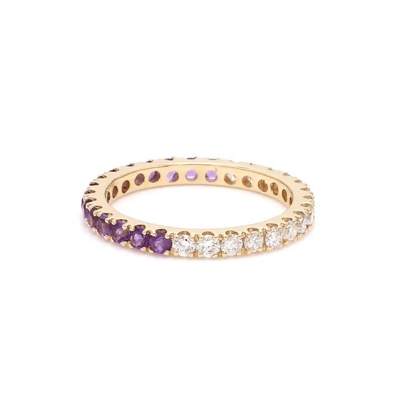 Women’s nature-inspired engagement rings-14K & 18K Ombre Amethyst & Diamond Eternity Ring