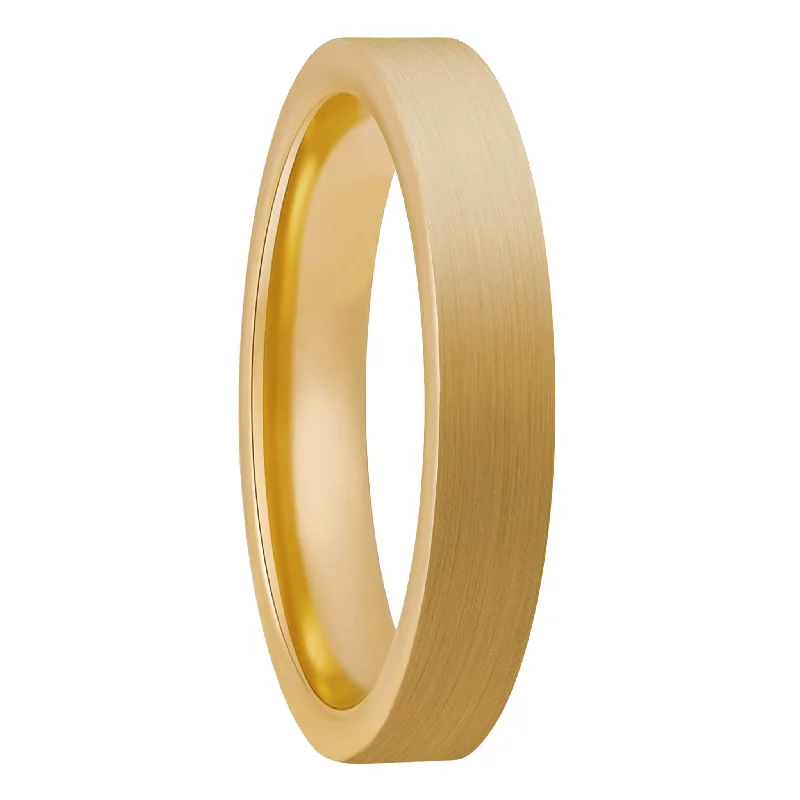 Women’s birthstone rings-Brushed Gold Tungsten Women's Wedding Band