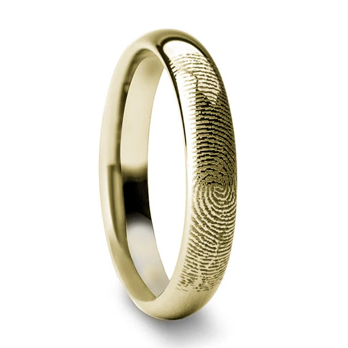 Women’s ring collections-Custom Fingerprint Engraved Gold Plated Tungsten Women's Ring