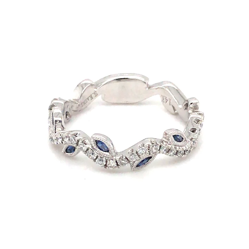 Women’s alternative engagement rings-14 kWhite Gold Sapphire and Diamond Band