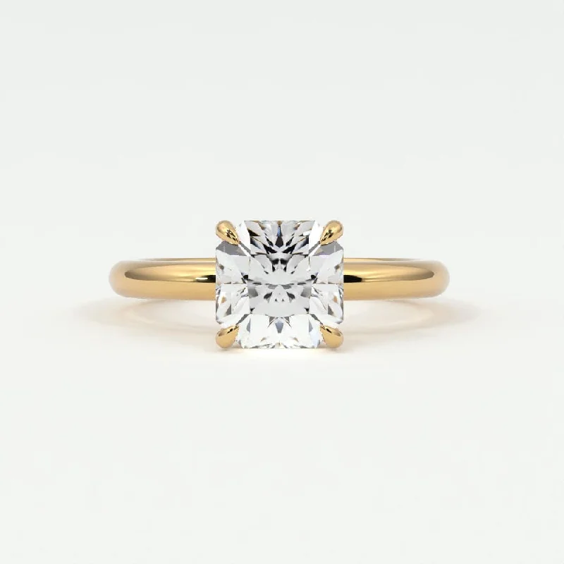 Women’s intricate engagement rings-Square Radiant Cut Diamond Solitaire Band