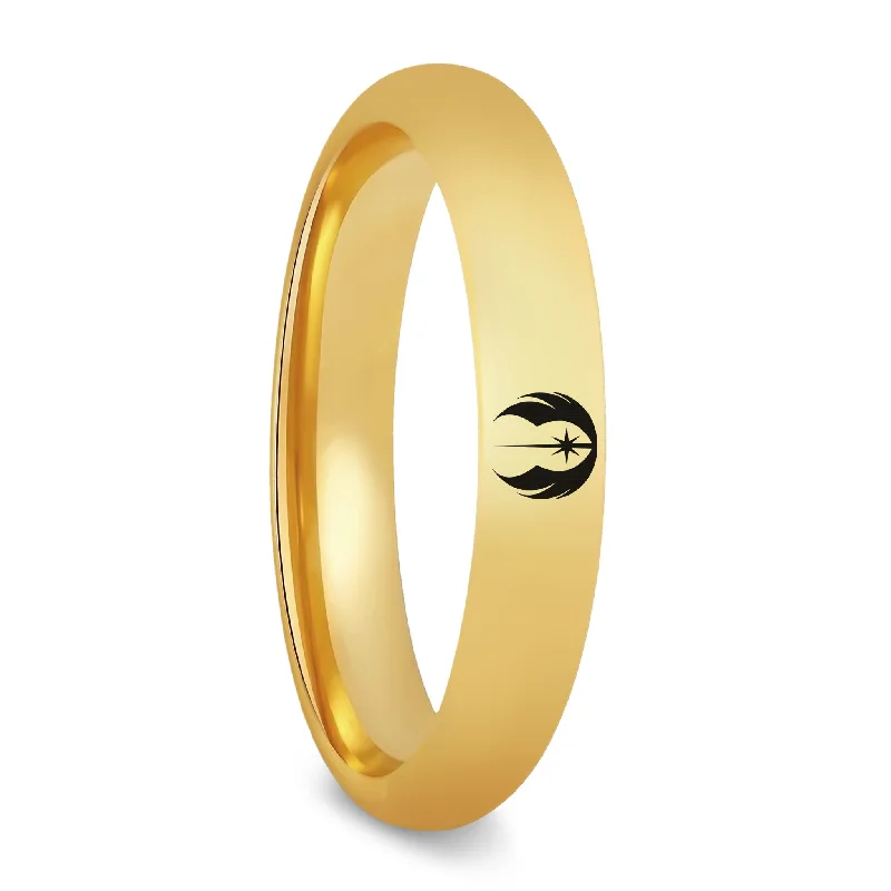 Women’s elegant statement rings-Star Wars Jedi Order Symbol Gold Tungsten Women's Wedding Band