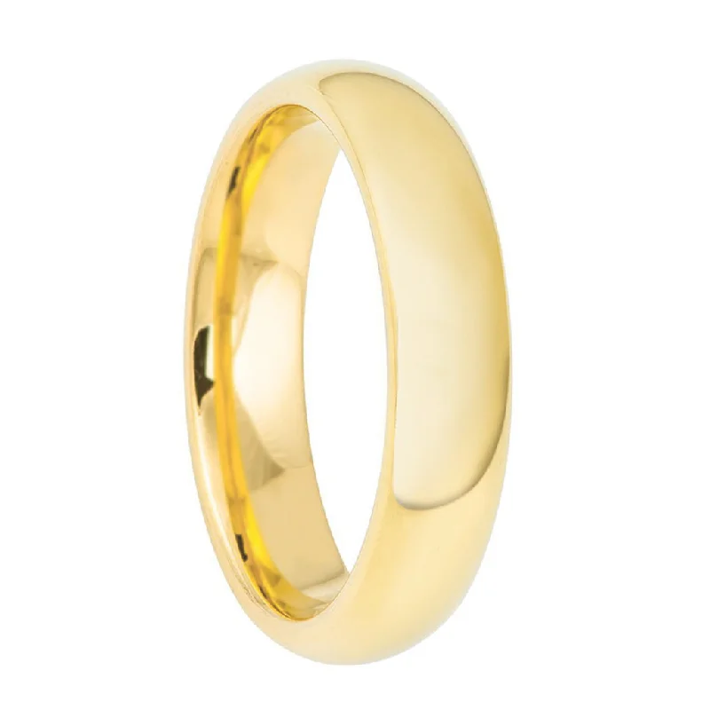 Women’s statement rings-Yellow Gold Tungsten Wedding Band