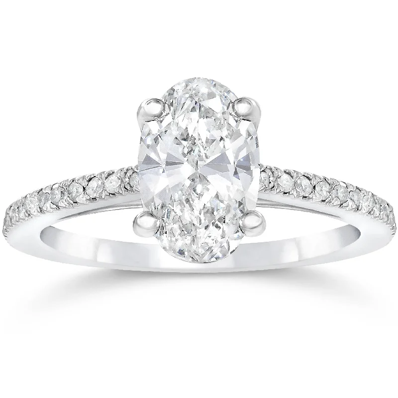 Women’s diamond engagement rings-1 1/10ct Oval Diamond Vintage Engagement Ring Solitaire Antique 14K White Gold