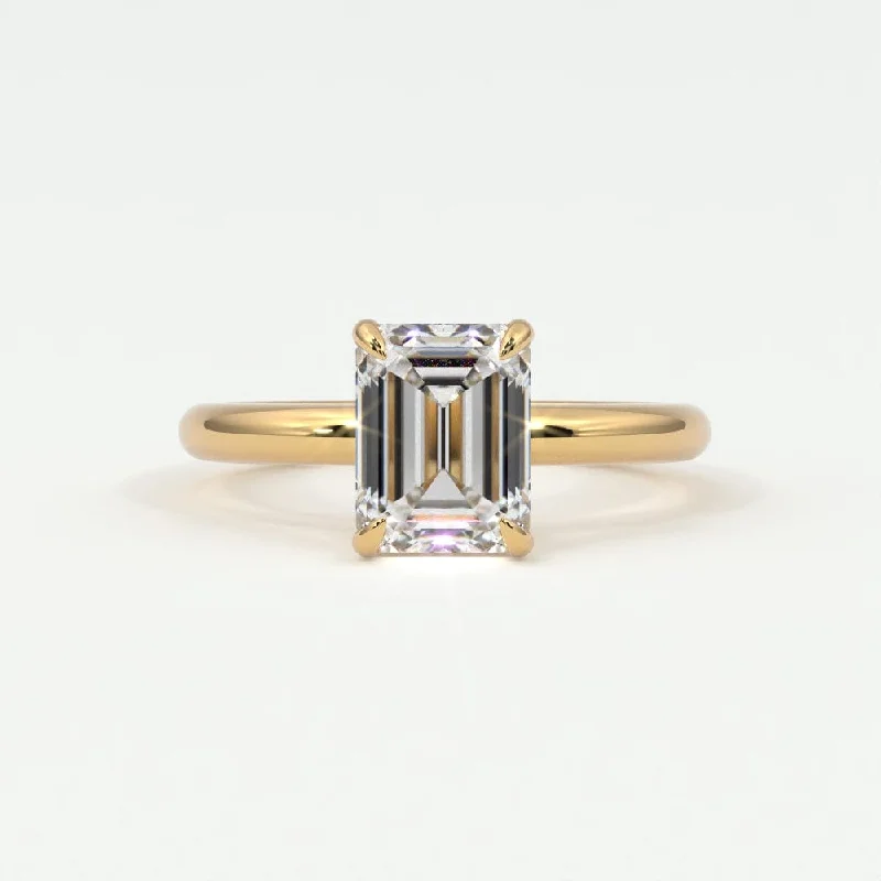 Women’s hand-crafted engagement rings-Emerald Cut Diamond Solitaire Band