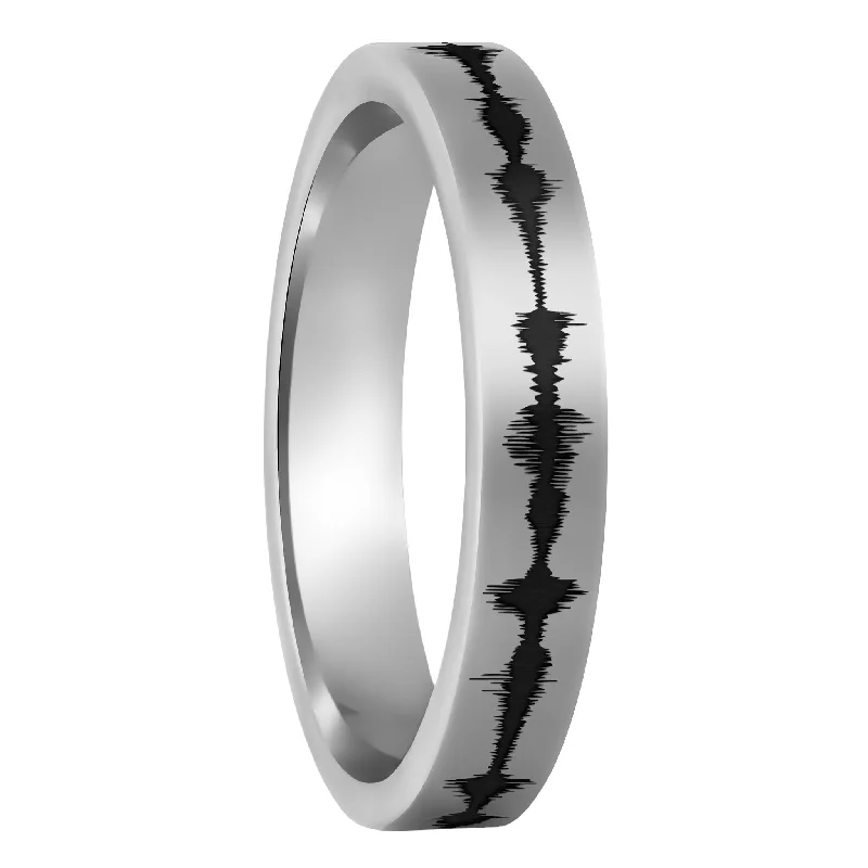 Customizable rings for women-Custom Soundwave Tungsten Women's Ring