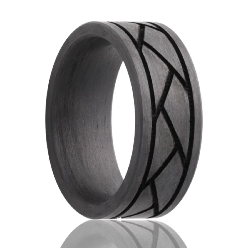 Women’s gold rings-Triangle Grid Carbon Fiber Men's Wedding Band