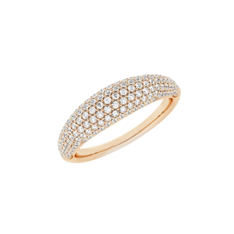 Women’s pear-shaped engagement rings-14K Gold Small Micro-Pave Diamond Dome Ring