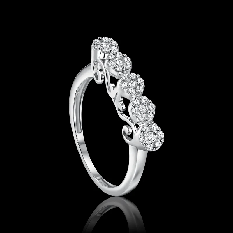 Women’s custom engagement rings-THE SIGNATURE Twin-band, exquisitely adorned with shimmering diamond stones Signature collection  / MTV21W