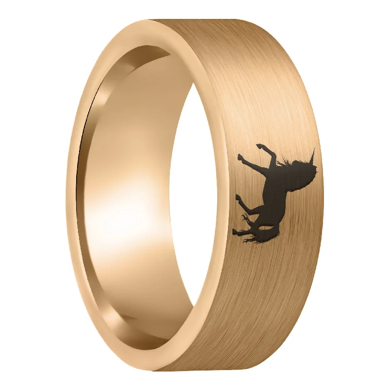 Classic women’s rings-Unicorn Brushed Rose Gold Tungsten Men's Wedding Band