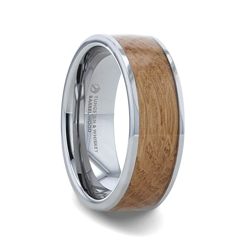 Women’s wedding rings with rubies-Whiskey Barrel Inlaid Tungsten Men's Wedding Band