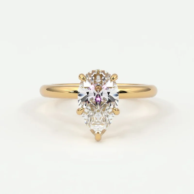 Women’s cushion and round-cut engagement rings-Pear Shape Diamond Solitaire Band