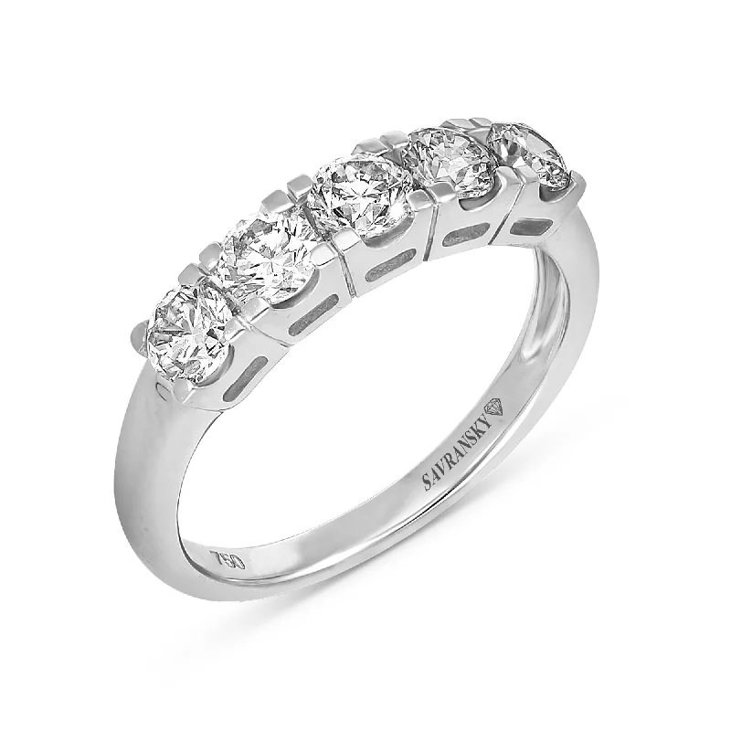 Women’s geometric engagement rings-Half Eternity White Gold Diamond Band Ring