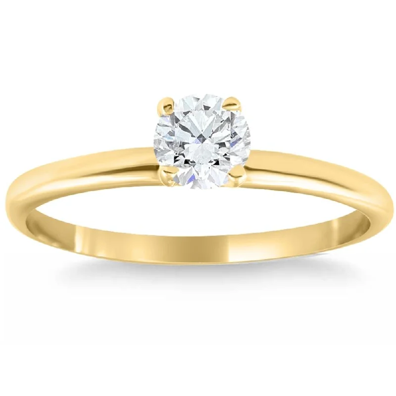 Women’s art nouveau engagement rings-14k Yellow Gold 5/8 ct Round Solitaire Diamond Engagement Ring