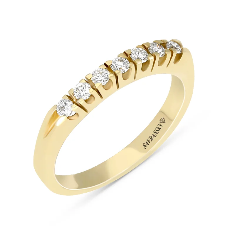 Women’s radiant-cut engagement rings-Yellow Gold Half Eternity Diamond Ring