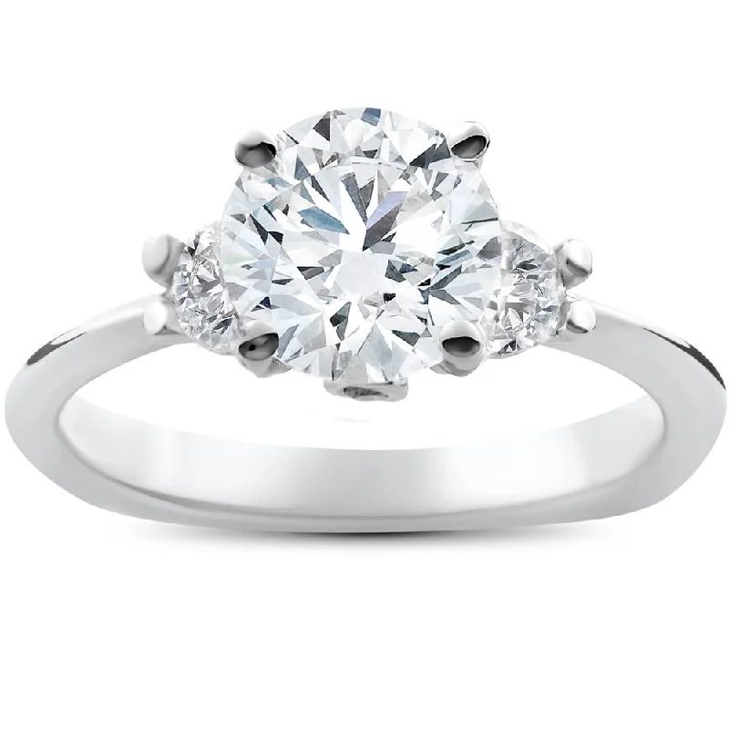 Women’s bridal engagement rings-1 3/8ct 3 Stone Diamond Solitaire Engagement Ring 14K White Gold Enhanced