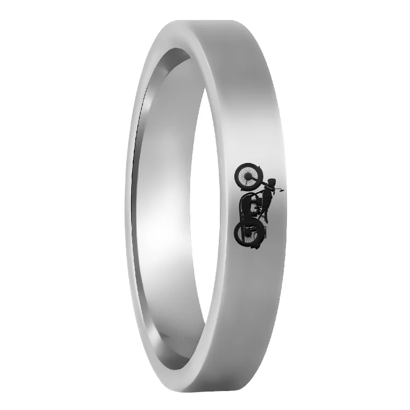 Women’s cocktail rings-Motorcycle Tungsten Women's Wedding Band