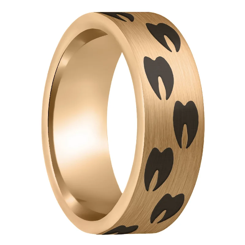 Women’s oversized rings-Elk Tracks Brushed Rose Gold Tungsten Men's Wedding Band