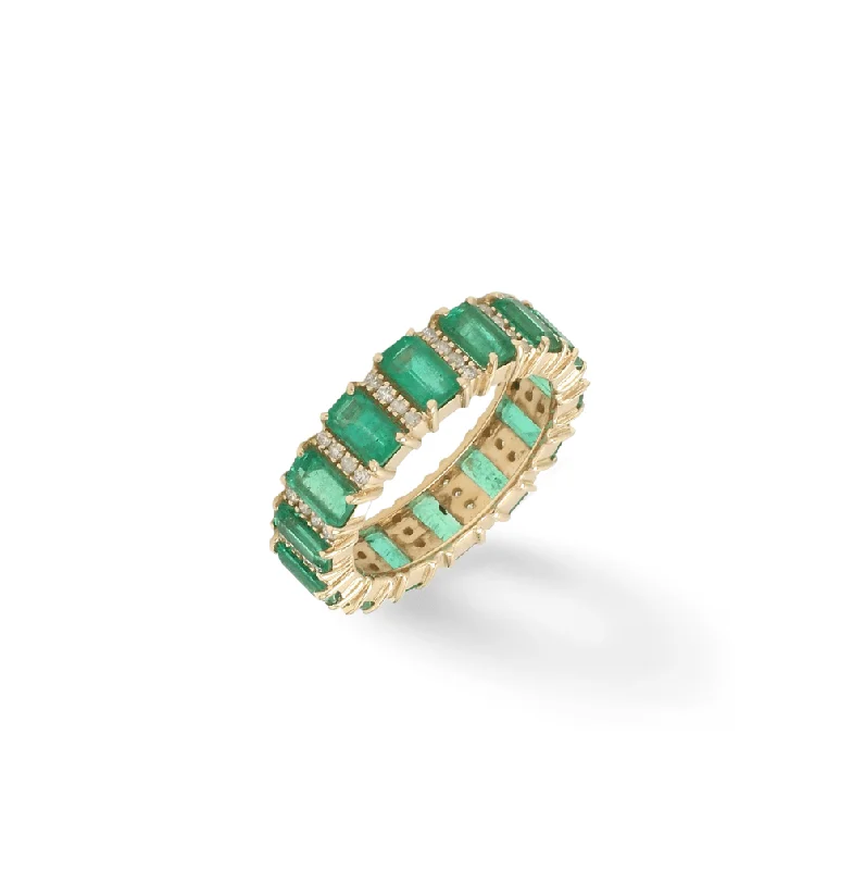 Women’s platinum engagement rings-14K & 18K Gold Emerald and Diamond Eternity Band