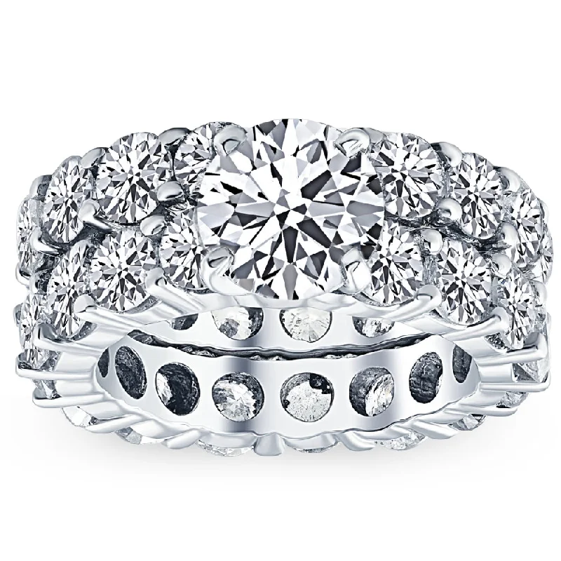 Women’s side stone engagement rings-9 1/2ct Diamond Eternity Engagement Ring Wedding Set 14k White Gold