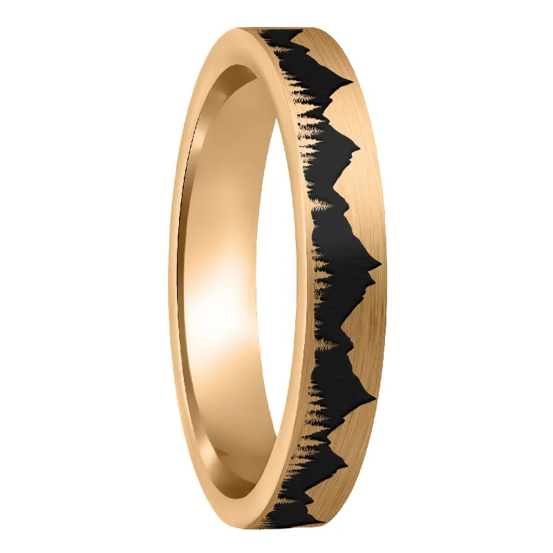 Women’s rings with diamonds and sapphires-Treeline Mountains Brushed Rose Gold Tungsten Women's Wedding Band