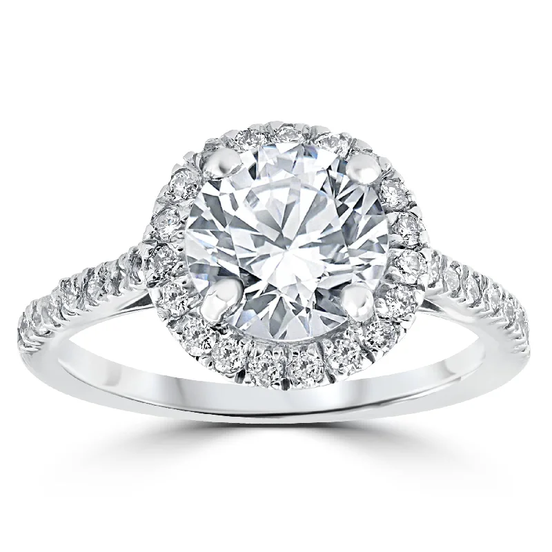 Women’s unique gemstone engagement rings-2 1/3 ct Round Round Diamond Halo Engagement Ring 14k White Gold Enhanced