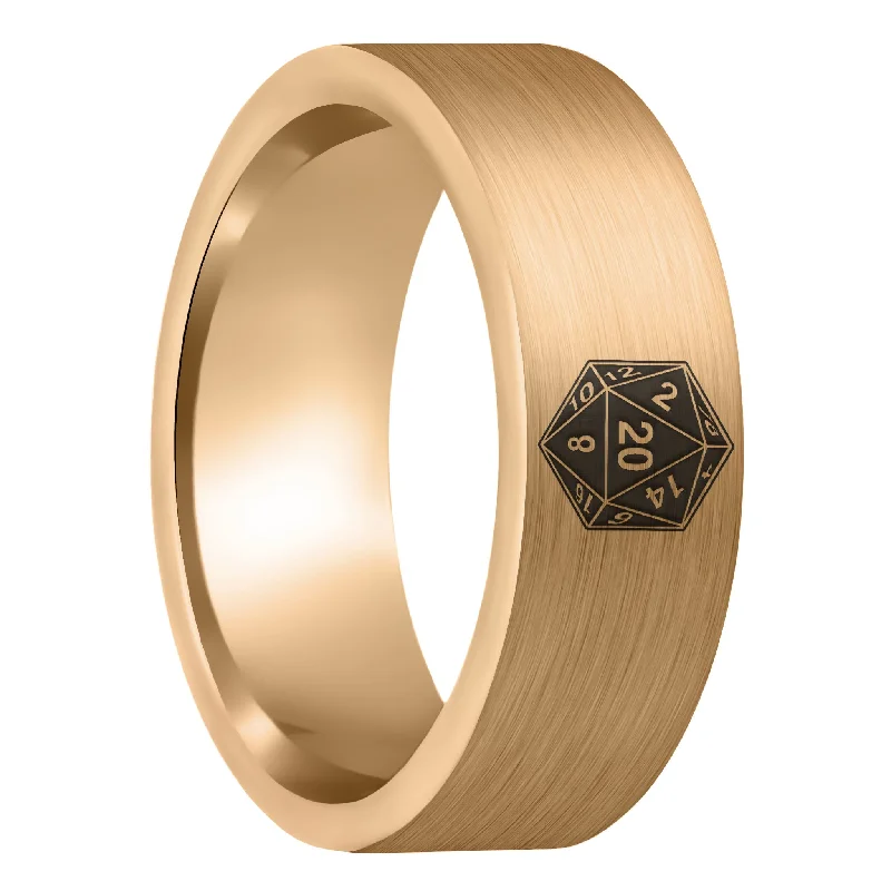 Luxury rings for women-D20 Brushed Rose Gold Tungsten Men's Wedding Band