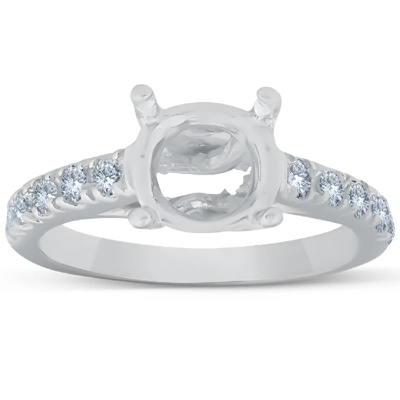 Women’s affordable engagement rings-Diamond Semi Mount 14k White Gold Engagement Setting